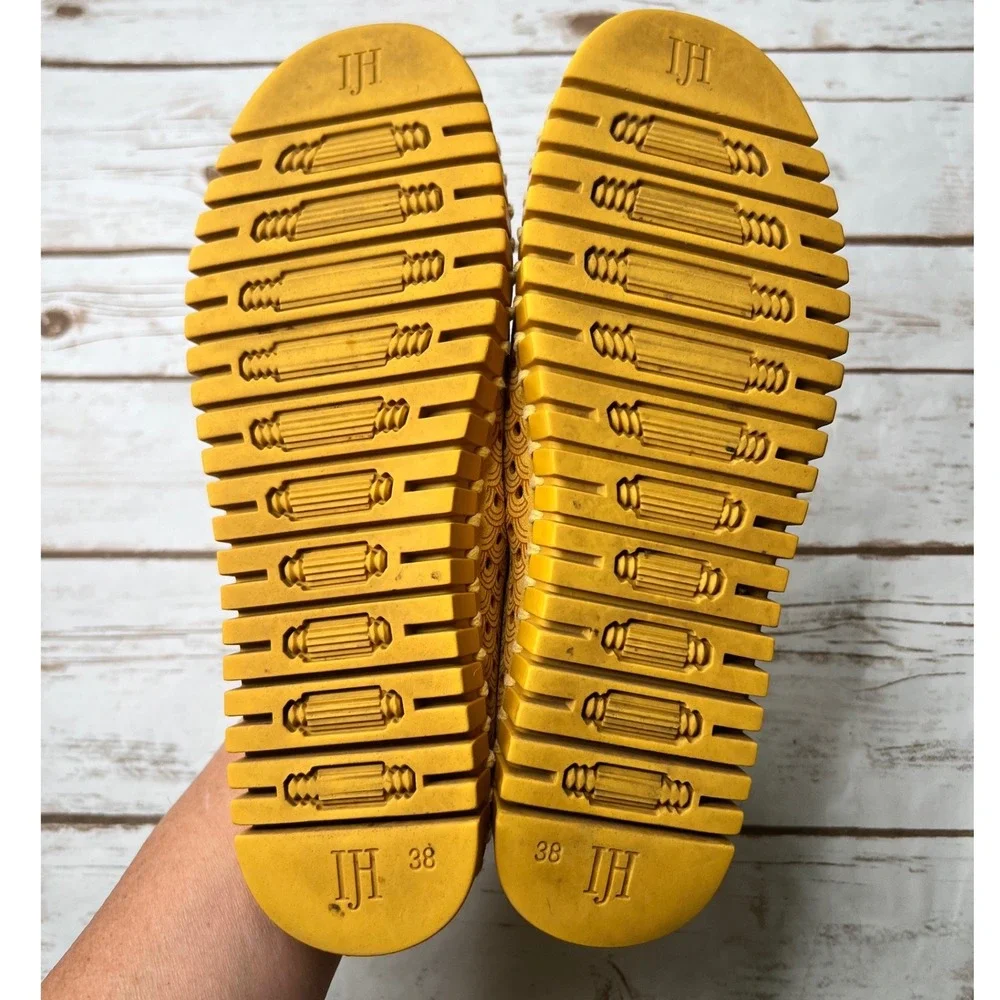 Ilse Jacobsen Tulip Slip On Loafer Mustard Yellow Scalloped Size 38 - 8 US